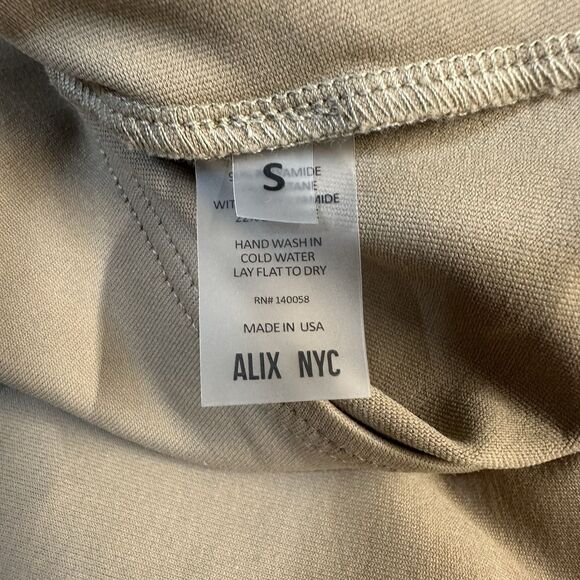 Alix NYC Jansen Bodysuit Womens Small Tan V-Neck One Piece Stretch Minimalist - Picture 12 of 14